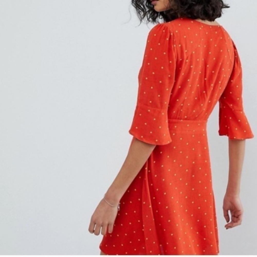 Free people all yours polka dot front tie mini dress - Picture 2 of 13